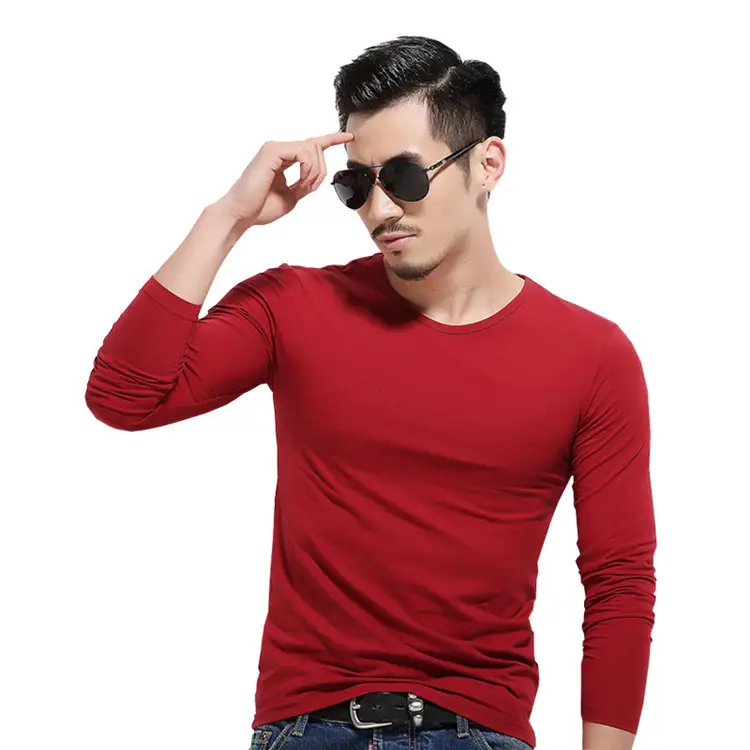 Men's Red Slim Fit Long Sleeve T-Shirt