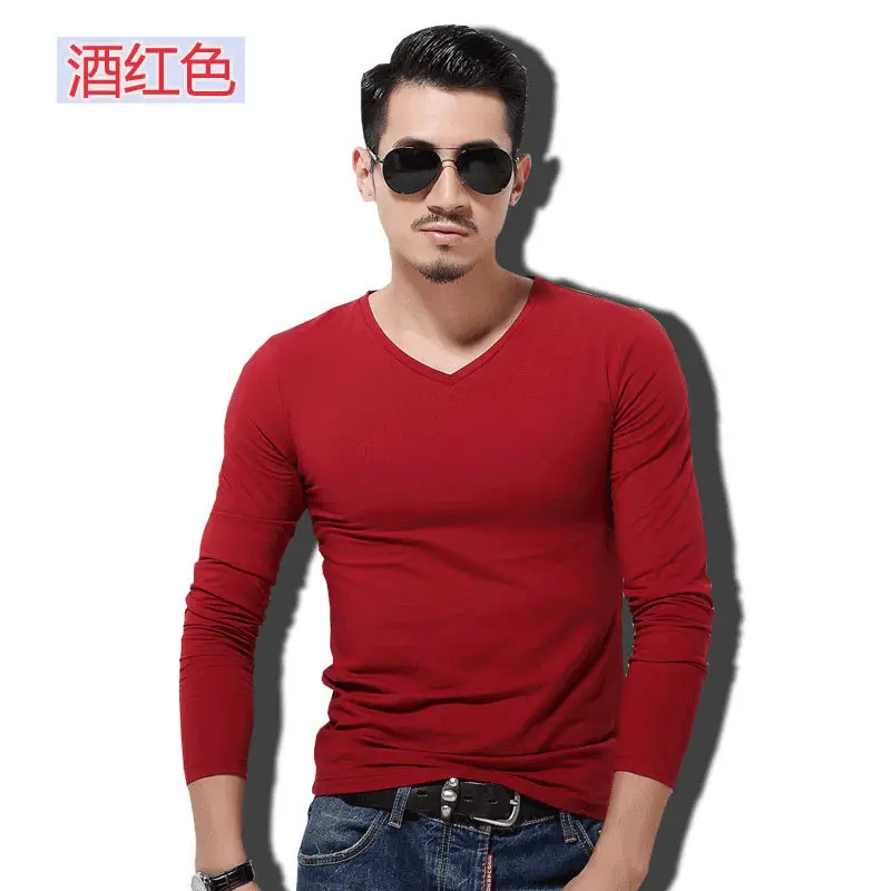 Men's Red Slim Fit Long Sleeve T-Shirt