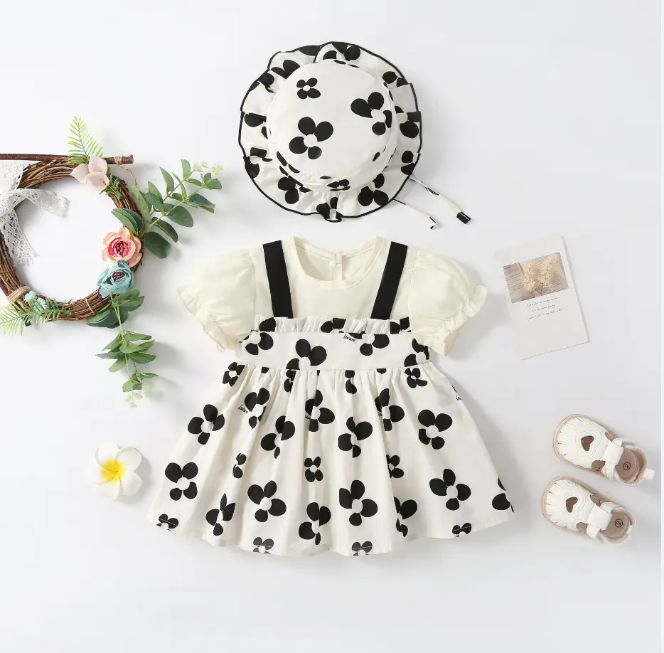Baby Cow Print Dress with Hat & Shoes Set — feature 1