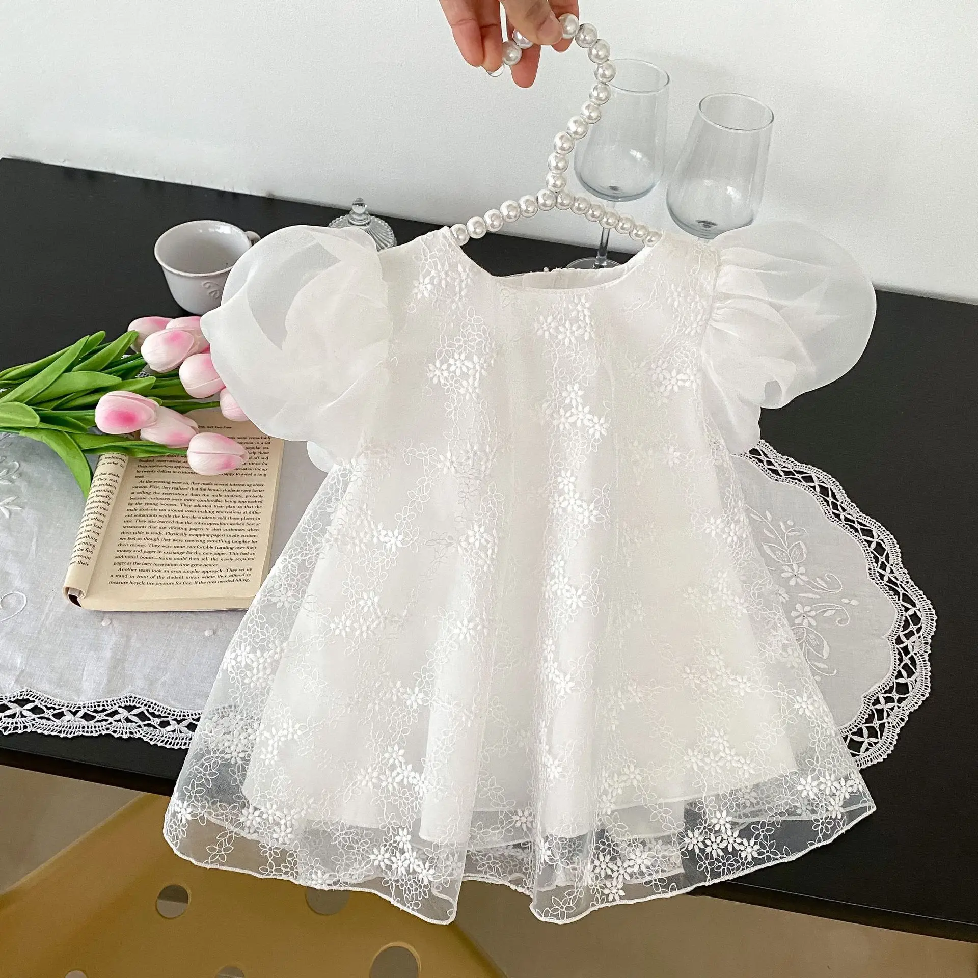 White Embroidered Baby Princess Skirt 0-4 Years - Image 4