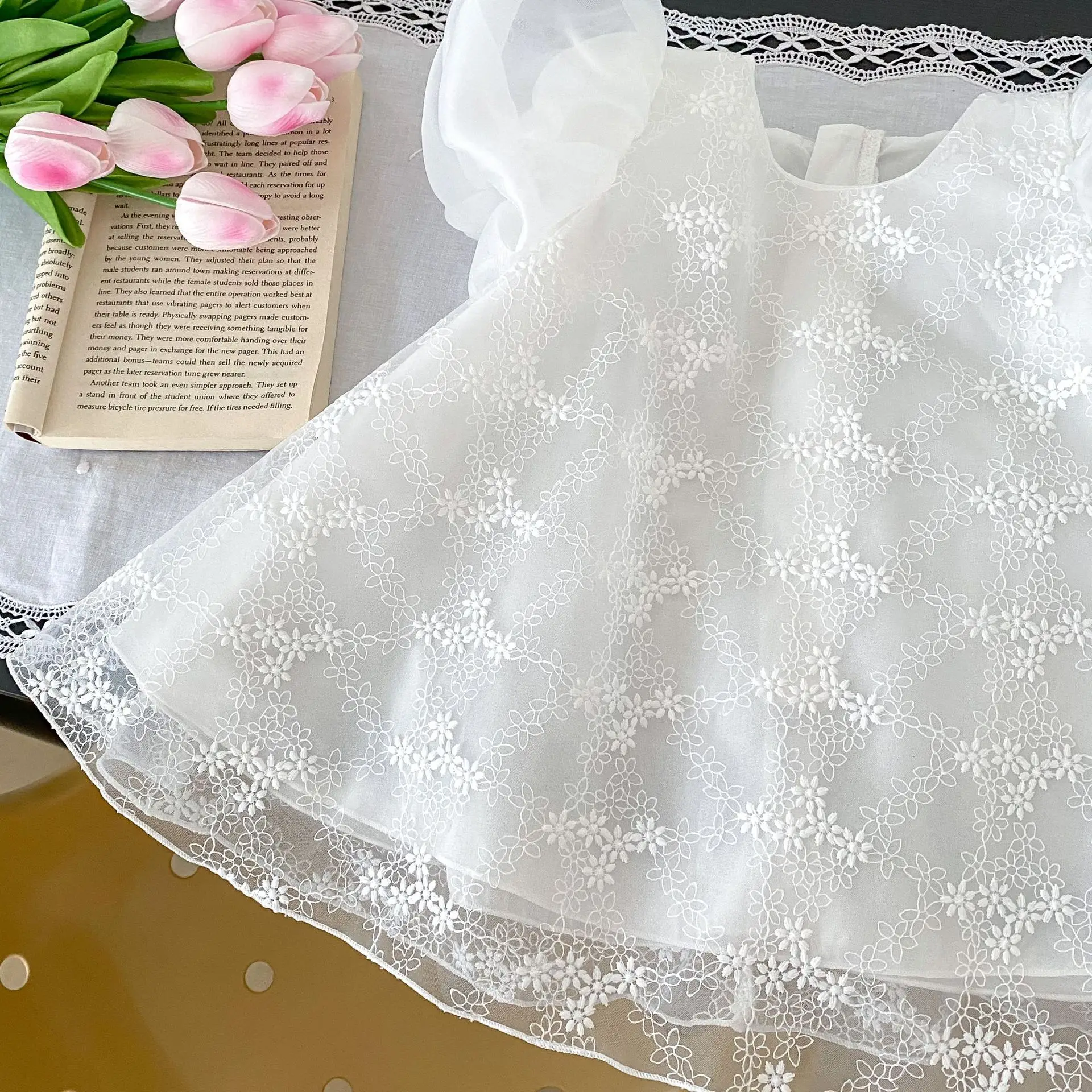White Embroidered Baby Princess Skirt 0-4 Years — feature 14