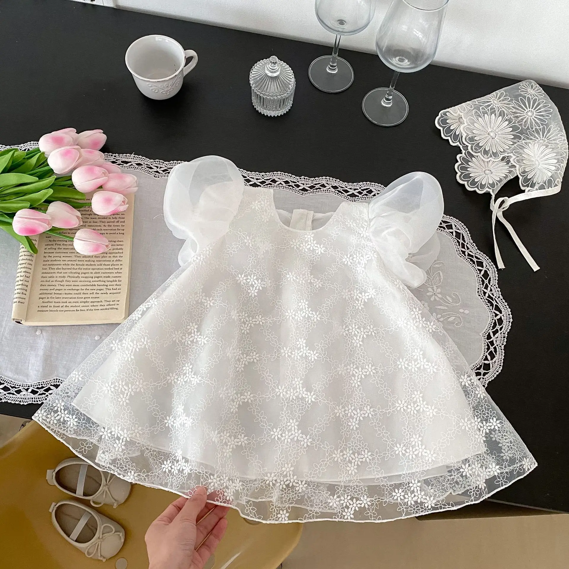 White Embroidered Baby Princess Skirt 0-4 Years — feature 5