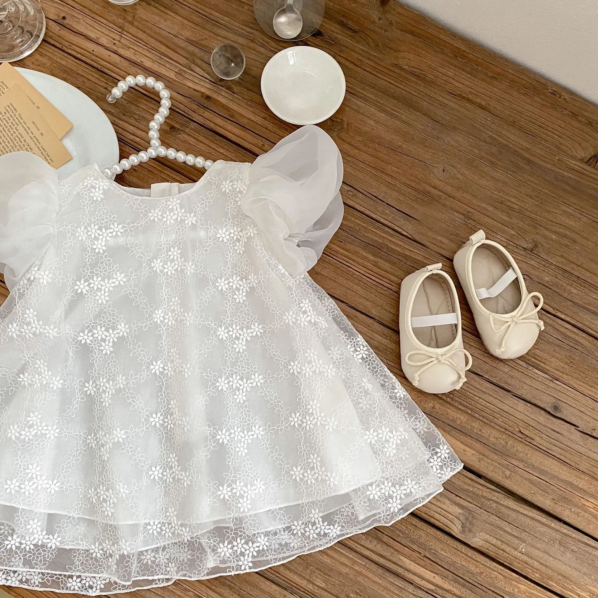 White Embroidered Baby Princess Skirt 0-4 Years — feature 9