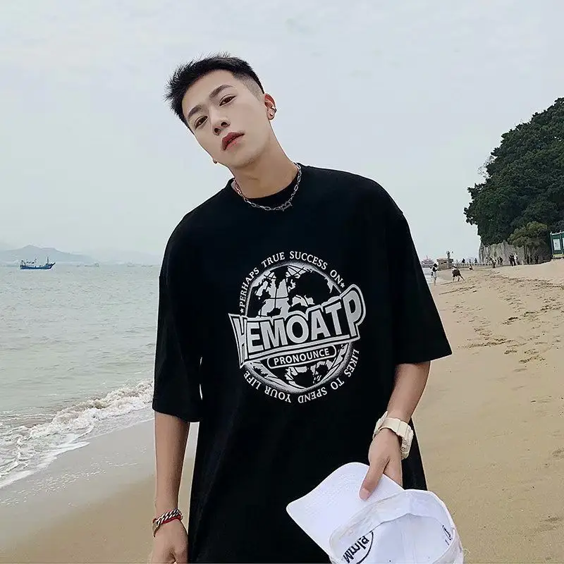 Men Cotton Long Sleeve T-Shirt Large Size Beach Wear - Image 2