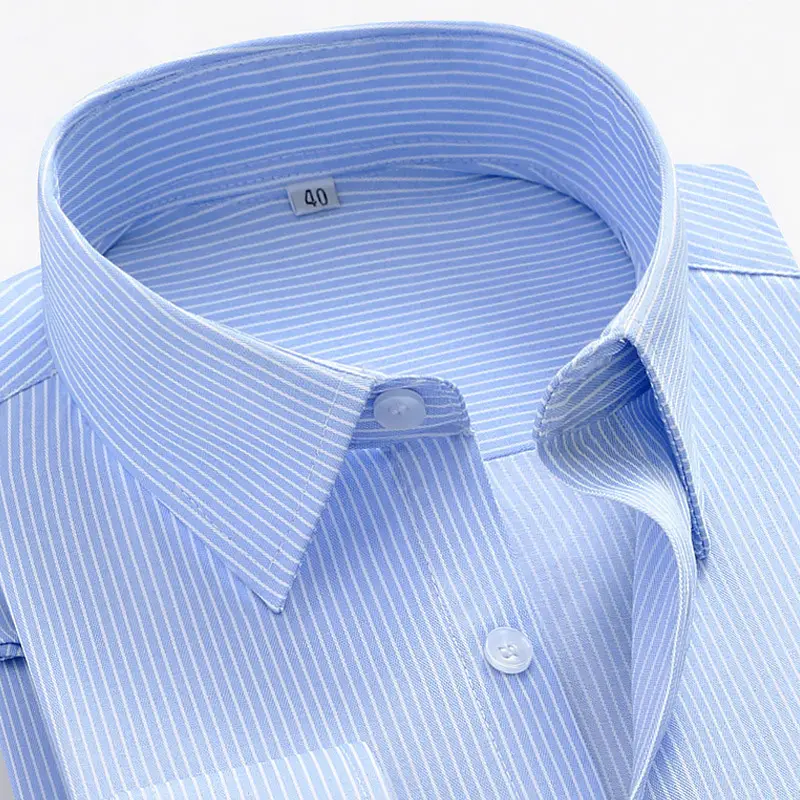 Men's Blue Striped Long Sleeve Shirt Wholesale - Image 8