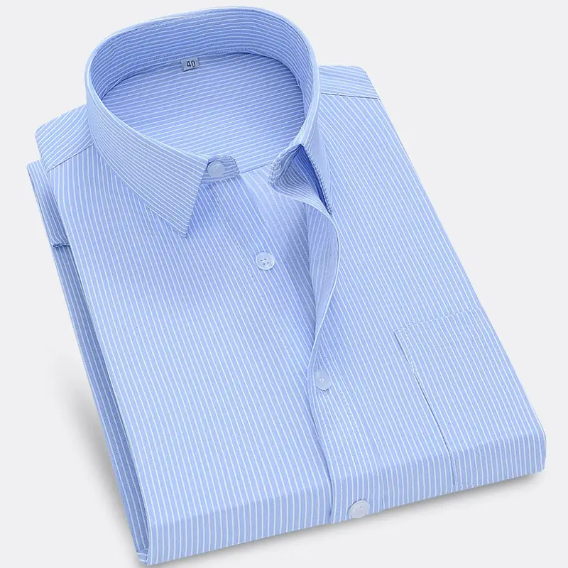 Men's Blue Striped Long Sleeve Shirt Wholesale - Image 9