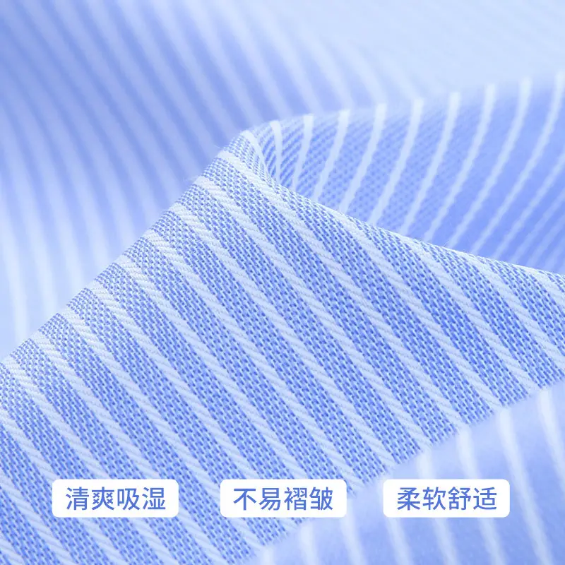 Men's Blue Striped Long Sleeve Shirt Wholesale - Image 10