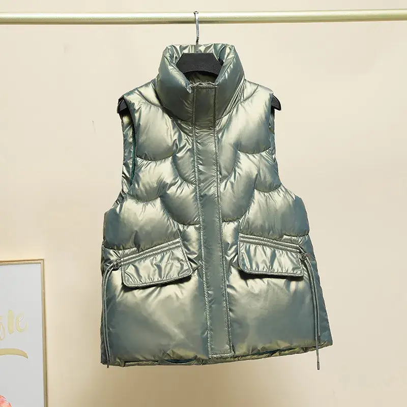 Black Korean Style Puffer Vest for Women - Image 6