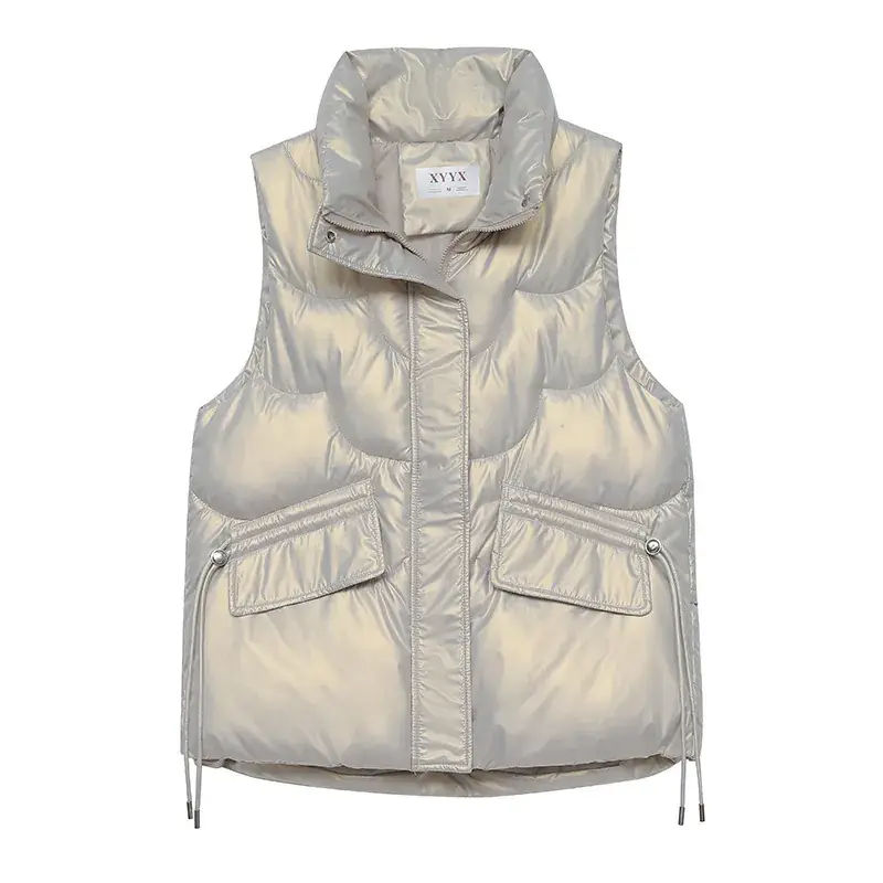 Black Korean Style Puffer Vest for Women - Image 9