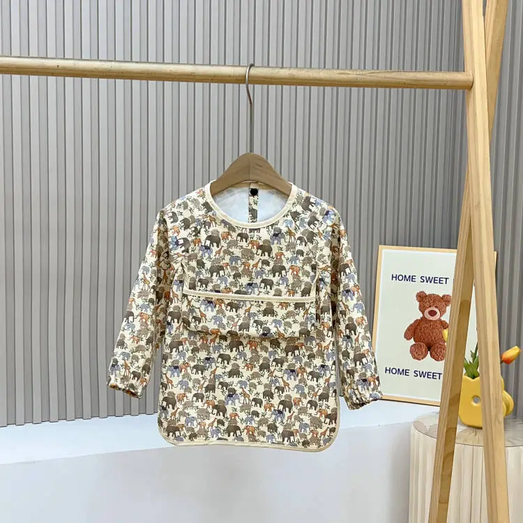 Baby Waterproof Long Sleeve Apron with Pocket - Image 17