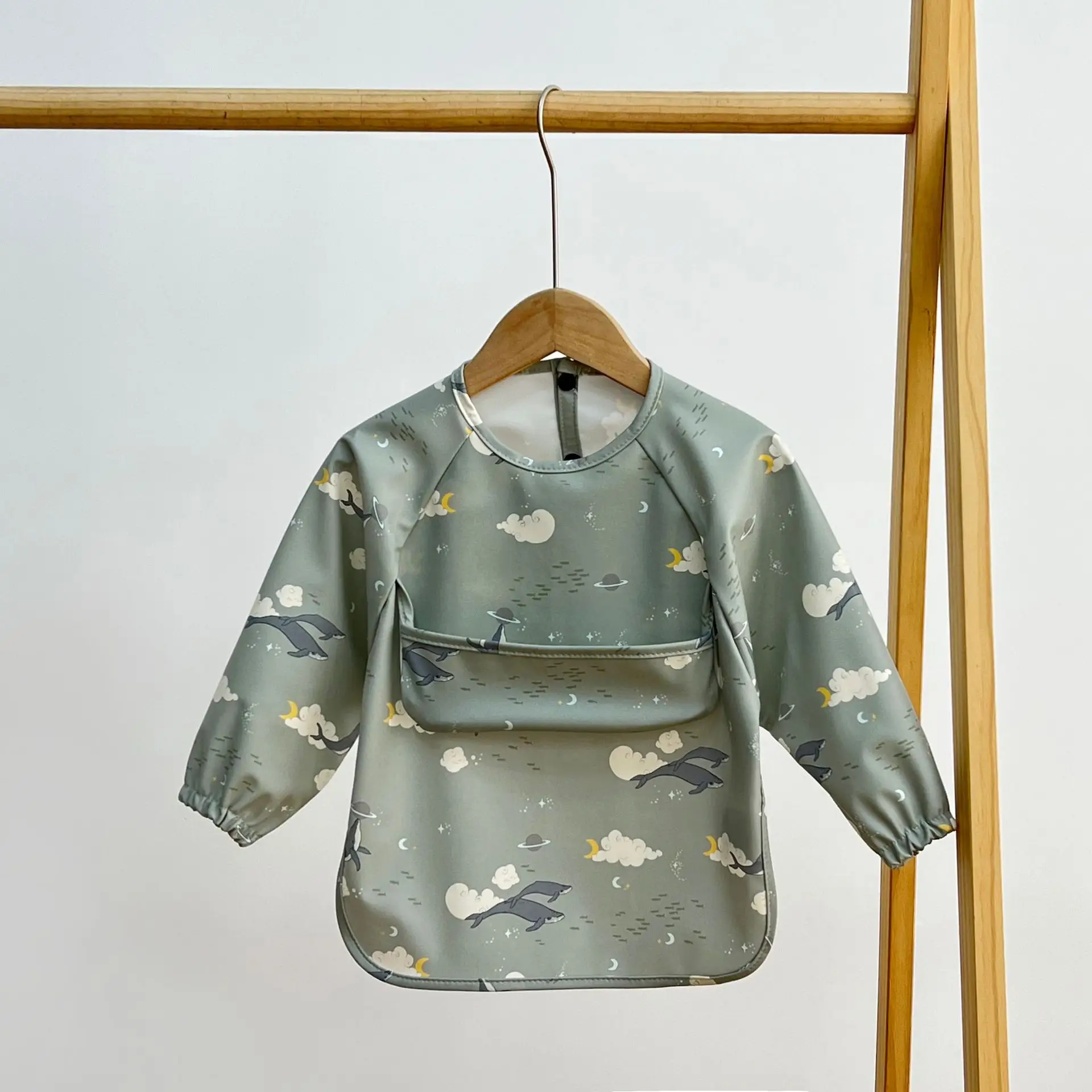 Baby Waterproof Long Sleeve Apron with Pocket - Image 7