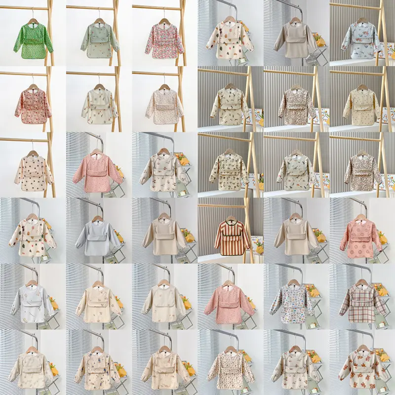 Baby Waterproof Long Sleeve Apron with Pocket - Image 18