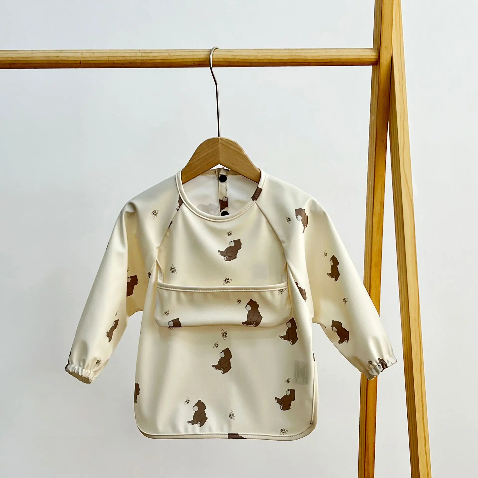 Baby Waterproof Long Sleeve Apron with Pocket - Image 3