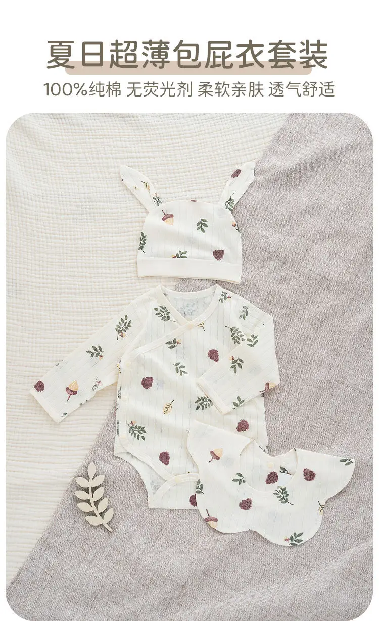 Baby Cotton Romper Set Summer Triangle Long Sleeve — feature 3