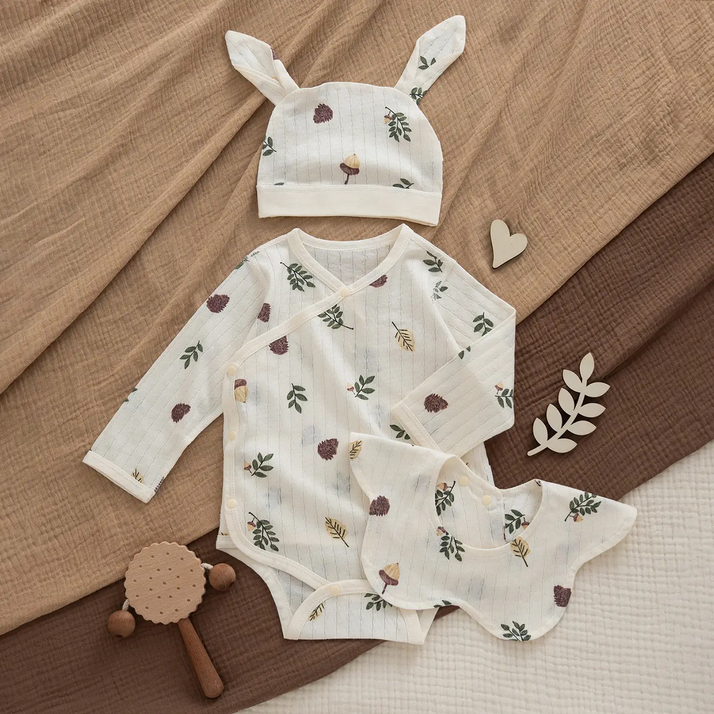 Baby Cotton Romper Set Summer Triangle Long Sleeve - Image 2