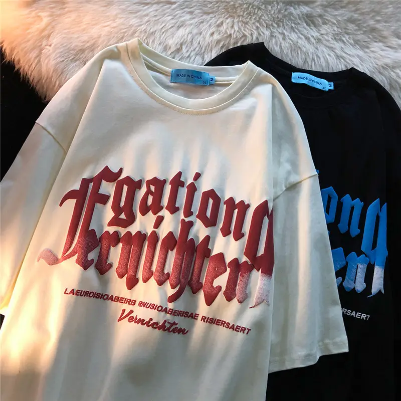 Women T-Shirt Antique Letter Short Sleeve Harajuku Style - Image 4
