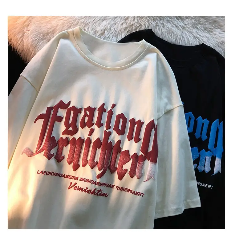 Women T-Shirt Antique Letter Short Sleeve Harajuku Style — feature 2