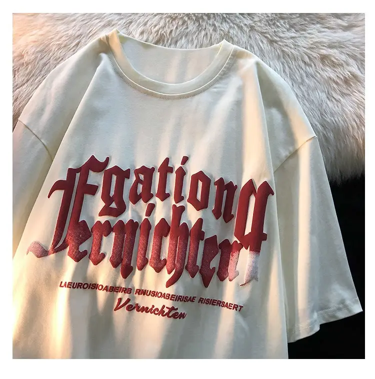 Women T-Shirt Antique Letter Short Sleeve Harajuku Style — feature 8