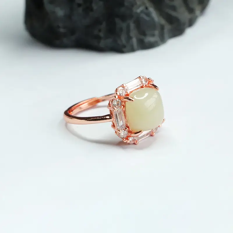 Guan Yu Natural Hetian Jade Ring Clear Water Cube — feature 10