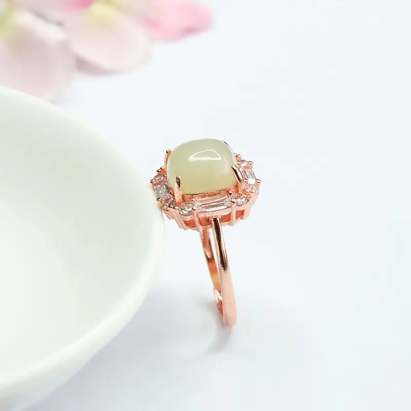 Guan Yu Natural Hetian Jade Ring Clear Water Cube — feature 8