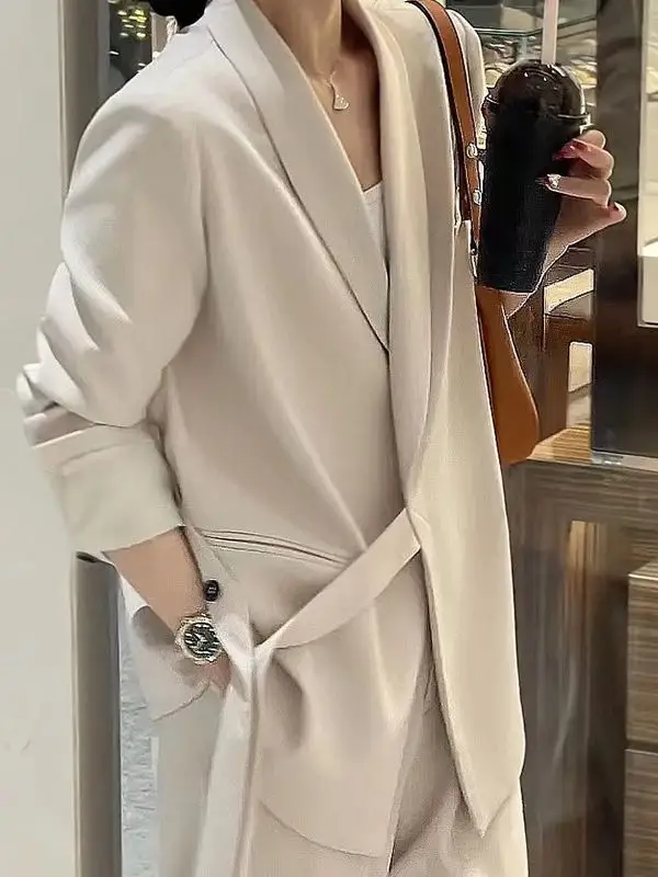 Women's 2024 Pink Suit Wide Leg Pants Two-Piece Set - Image 21
