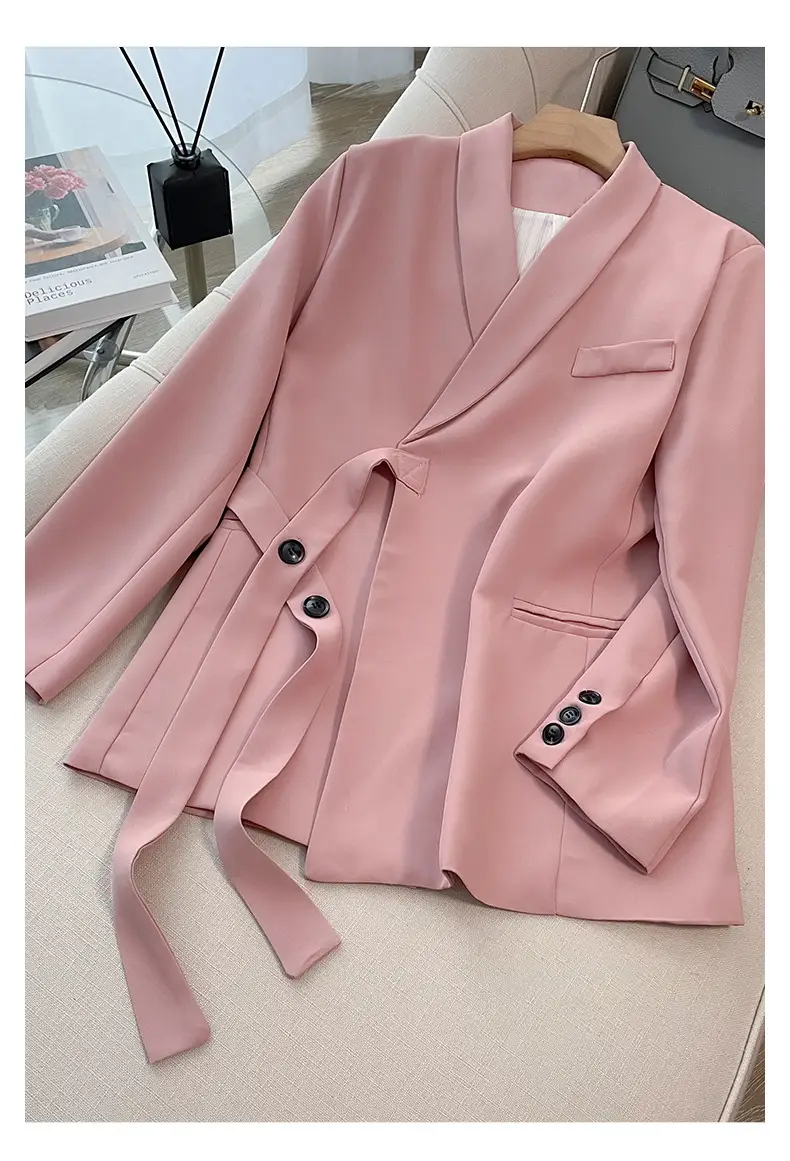 Women's 2024 Pink Suit Wide Leg Pants Two-Piece Set — feature 10