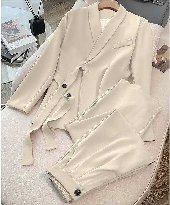 Women's 2024 Pink Suit Wide Leg Pants Two-Piece Set — feature 15