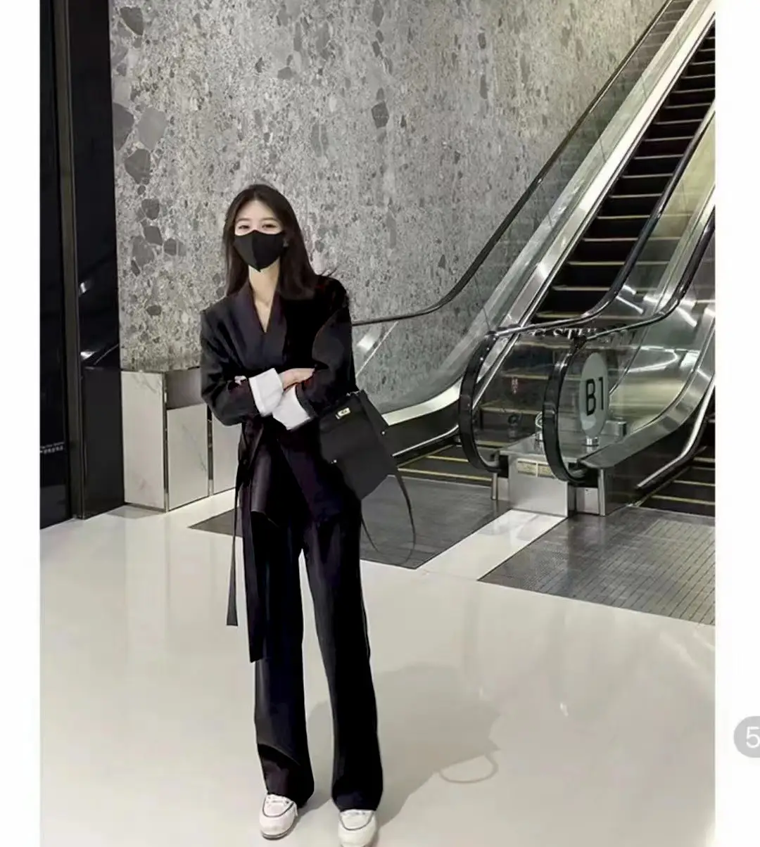 Women's 2024 Pink Suit Wide Leg Pants Two-Piece Set — feature 23