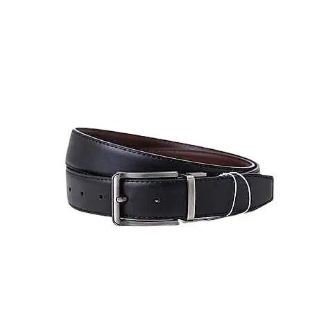 Men's Black Leather Belt with Pin Buckle - Image 6