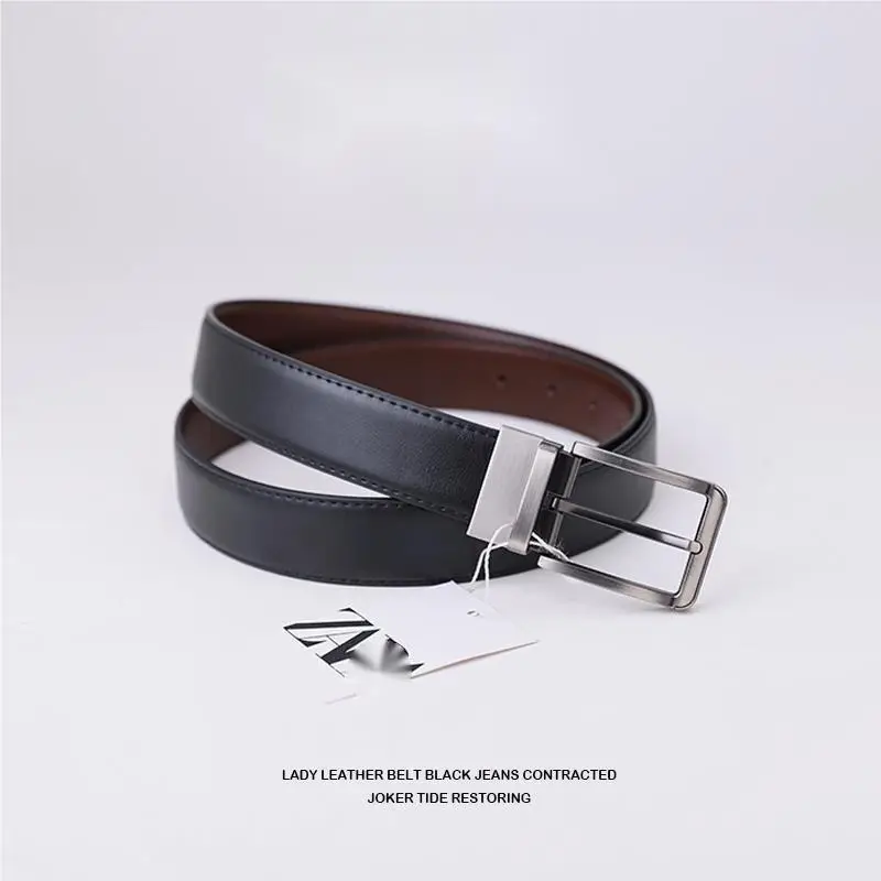 Men's Black Leather Belt with Pin Buckle β feature 2