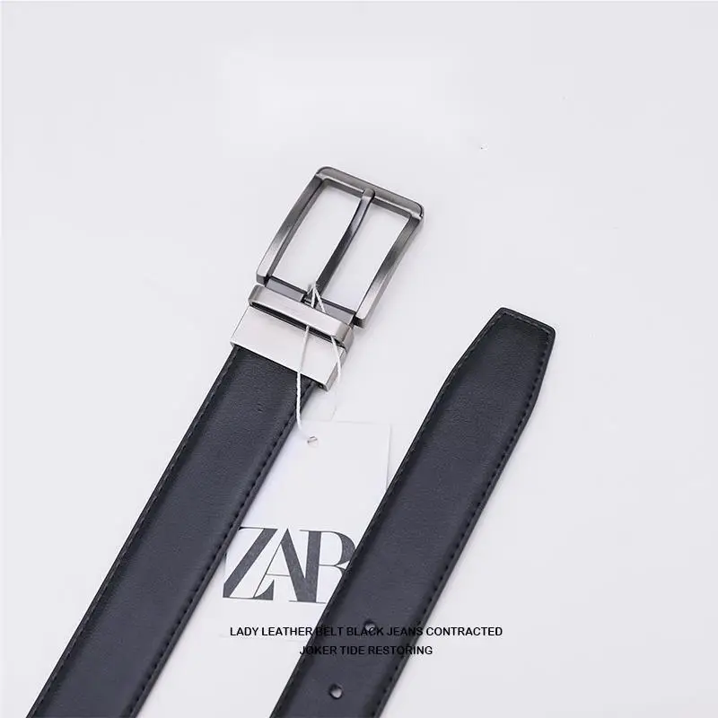 Men's Black Leather Belt with Pin Buckle β feature 6