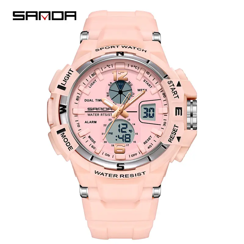 Trendy Sports Couple Watches for Men Women Black Blue Dual Display - Image 11