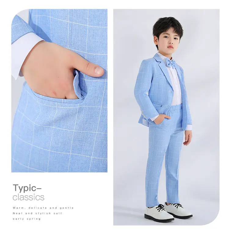 Girls British Checkered Suit Spring New — feature 17