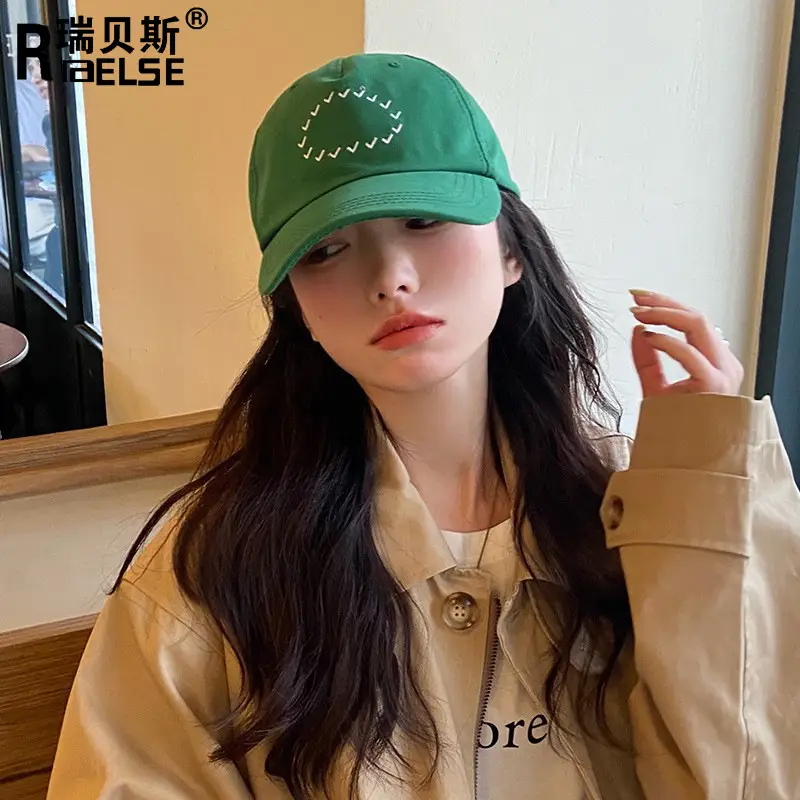 Korean Style Embroidered Green Baseball Cap for Men Women
