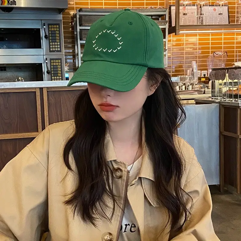 Korean Style Embroidered Green Baseball Cap for Men Women