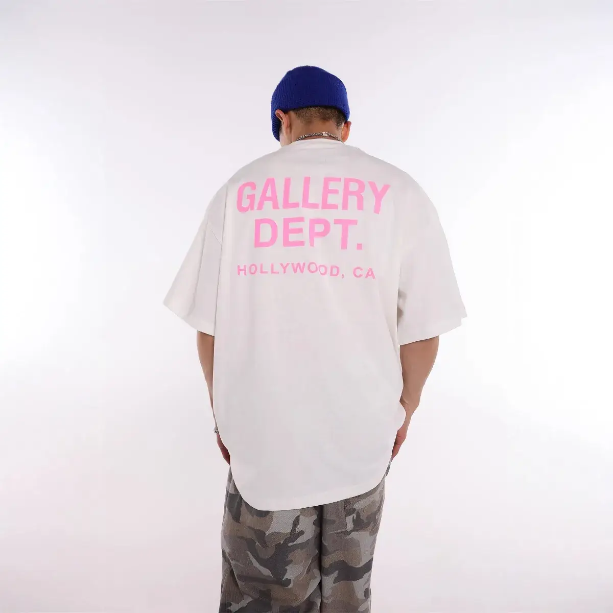 Pink Printed Short Sleeve T-Shirt for Men