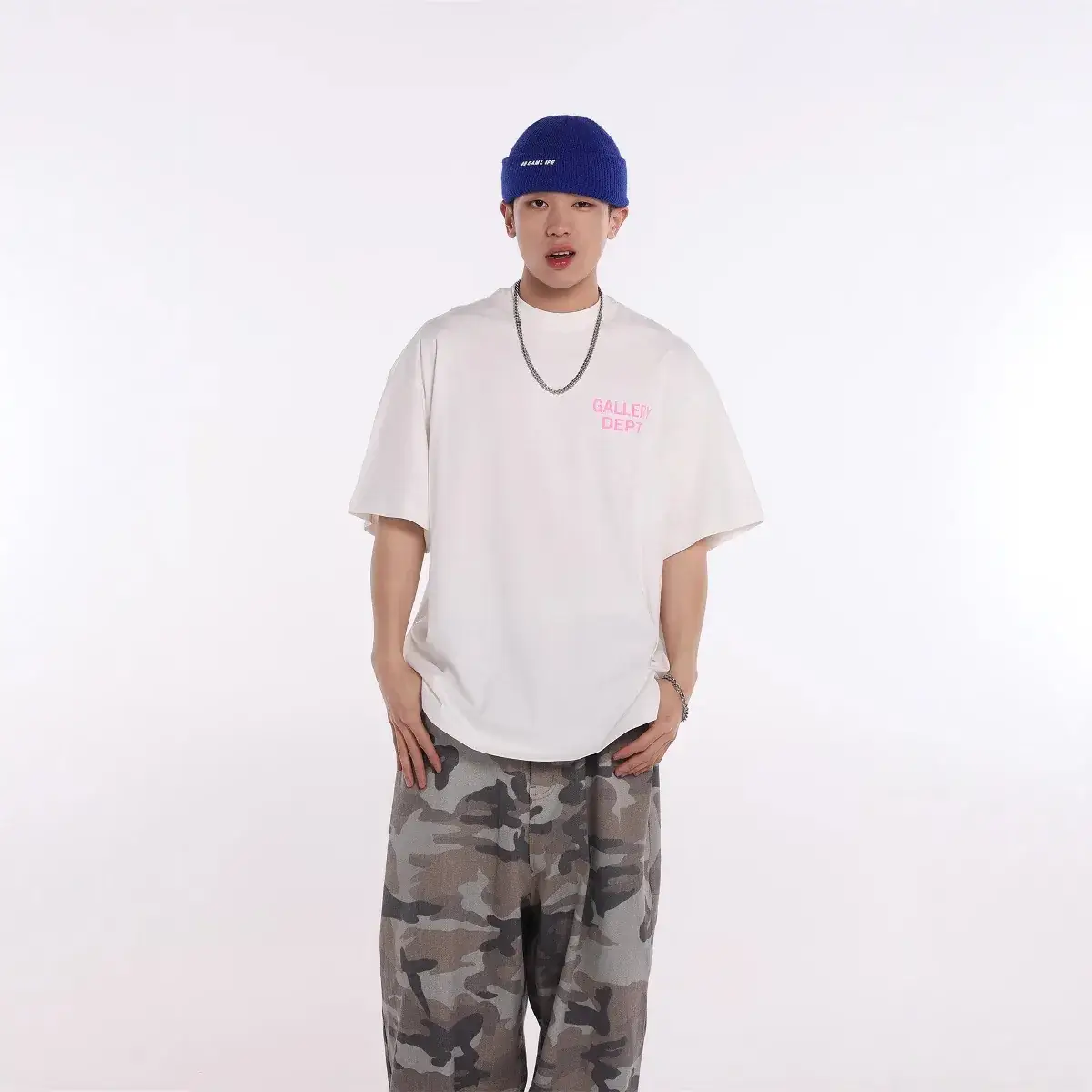 Pink Printed Short Sleeve T-Shirt for Men