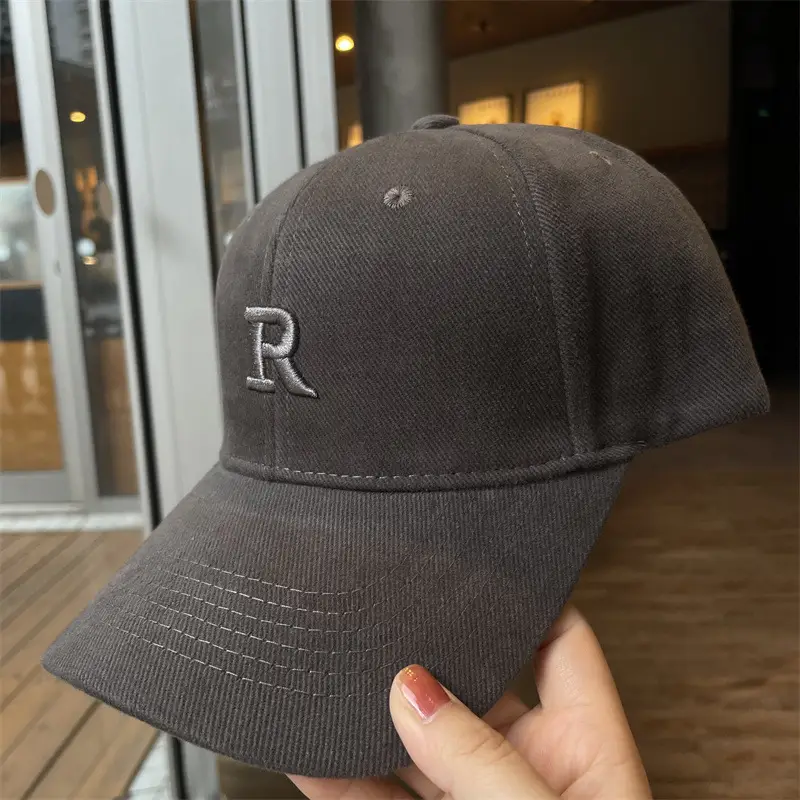 Men's Black Embroidered Baseball Cap with R Logo - Image 8