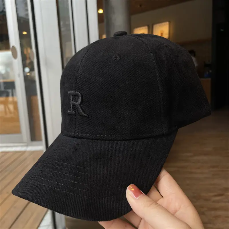 Men's Black Embroidered Baseball Cap with R Logo - Image 6