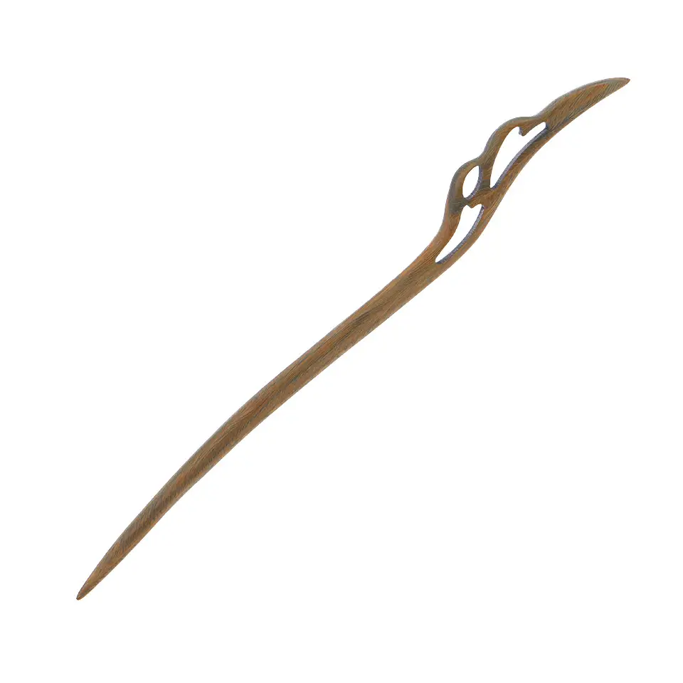 Vintage Green Sandalwood Hairpin with Wooden Handle - Image 13