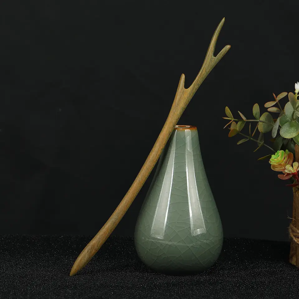 23cm long green sandalwood hairpin-dragon horn