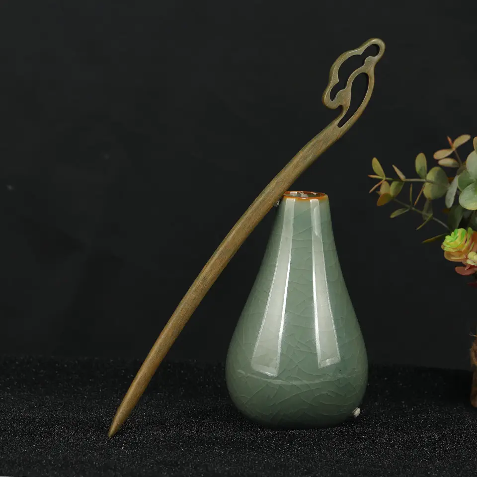 23cm long green sandalwood hairpin-colorful clouds