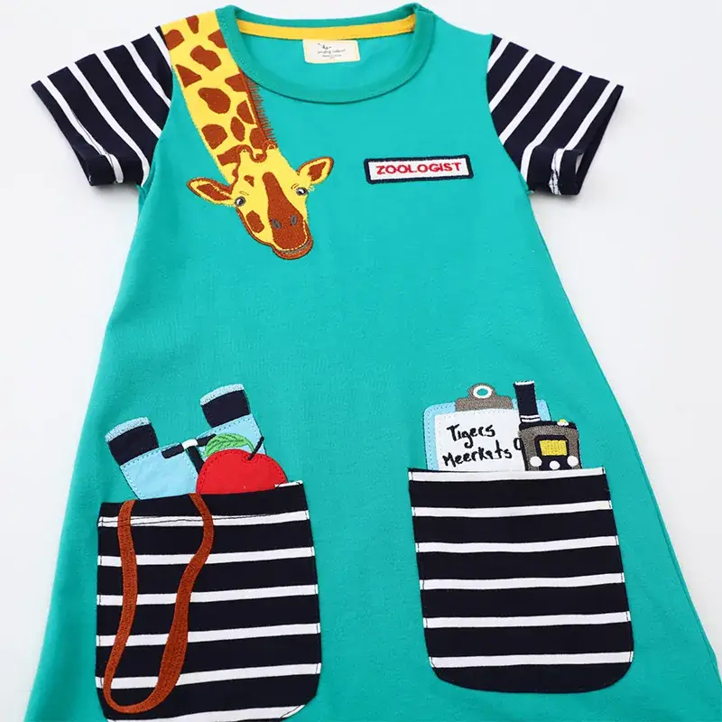 Girls Green Embroidered A-Line Skirt Dress - Image 9