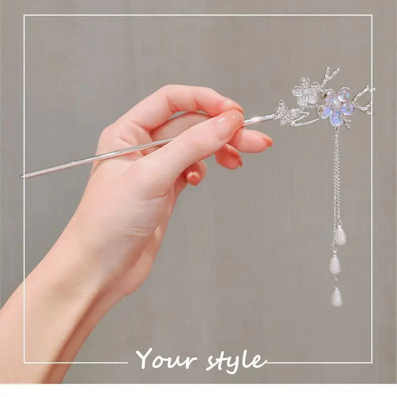 Antique Flower Tassel Hairpin for Women