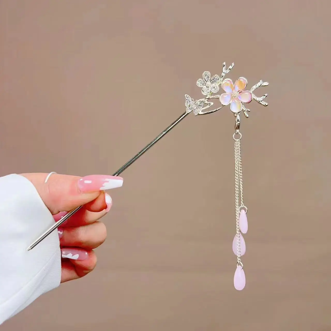 Antique Flower Tassel Hairpin for Women