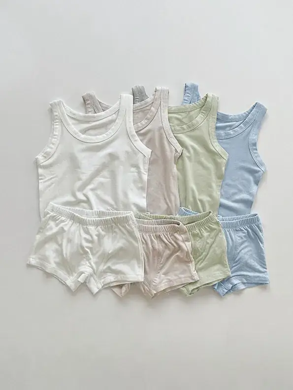 White Baby Summer Vest & Shorts Set for Boys Girls - Image 5