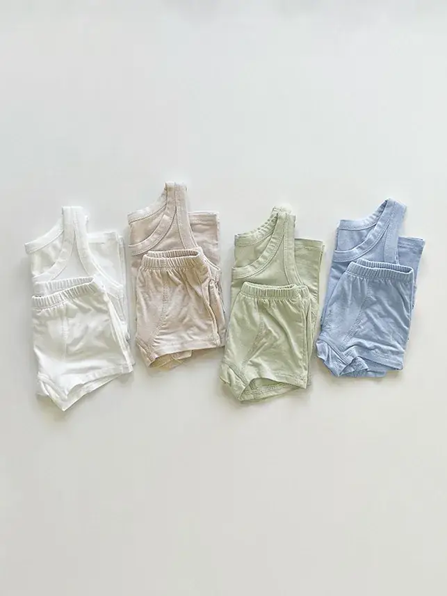 White Baby Summer Vest & Shorts Set for Boys Girls - Image 6