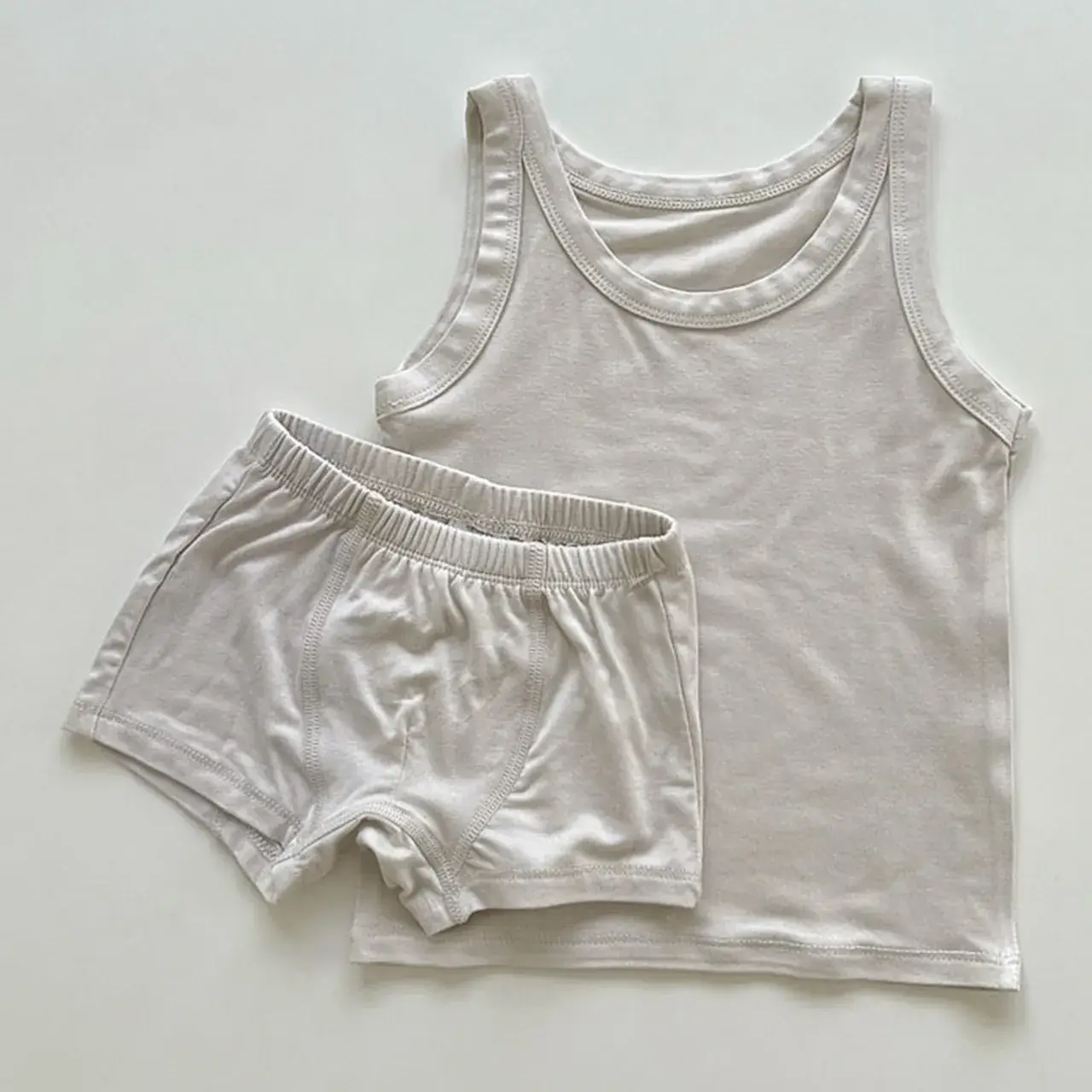 White Baby Summer Vest & Shorts Set for Boys Girls - Image 2