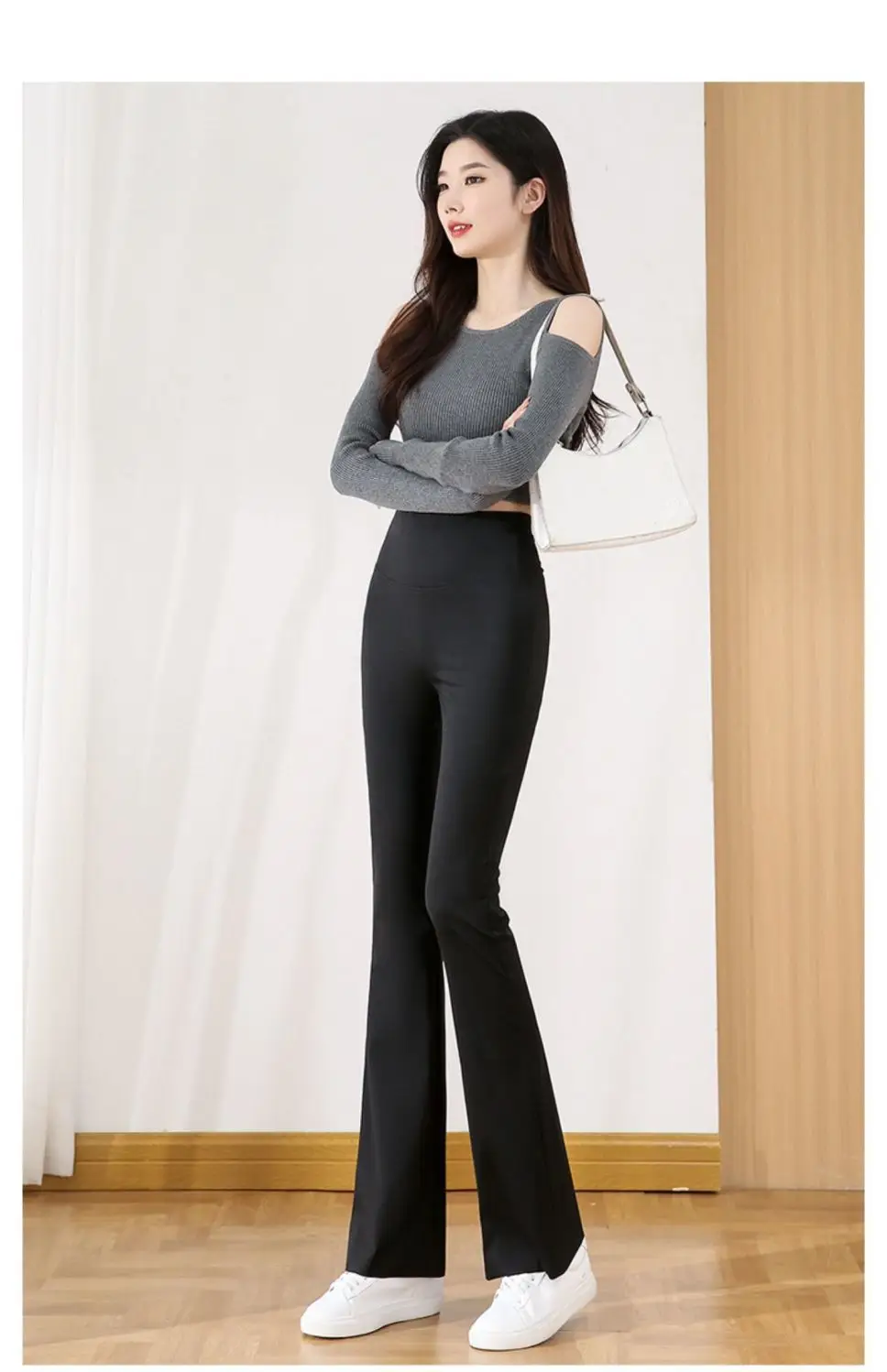 Black Micro Slim Fit Leggings Women High Waist Casual Wear — feature 14