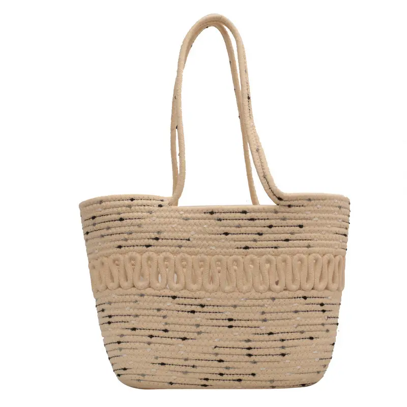 Women's Straw Shoulder Bag Blue Top Hat Design